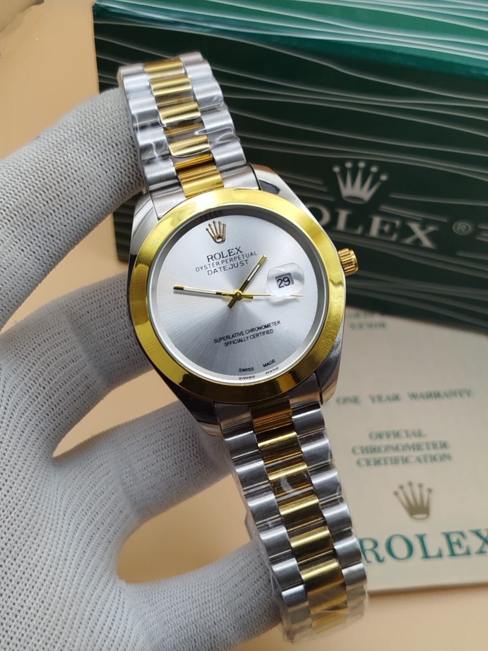 Rolex Oyester Perpetual Date Just Two Tone Watch With Date Adjustment Like Original