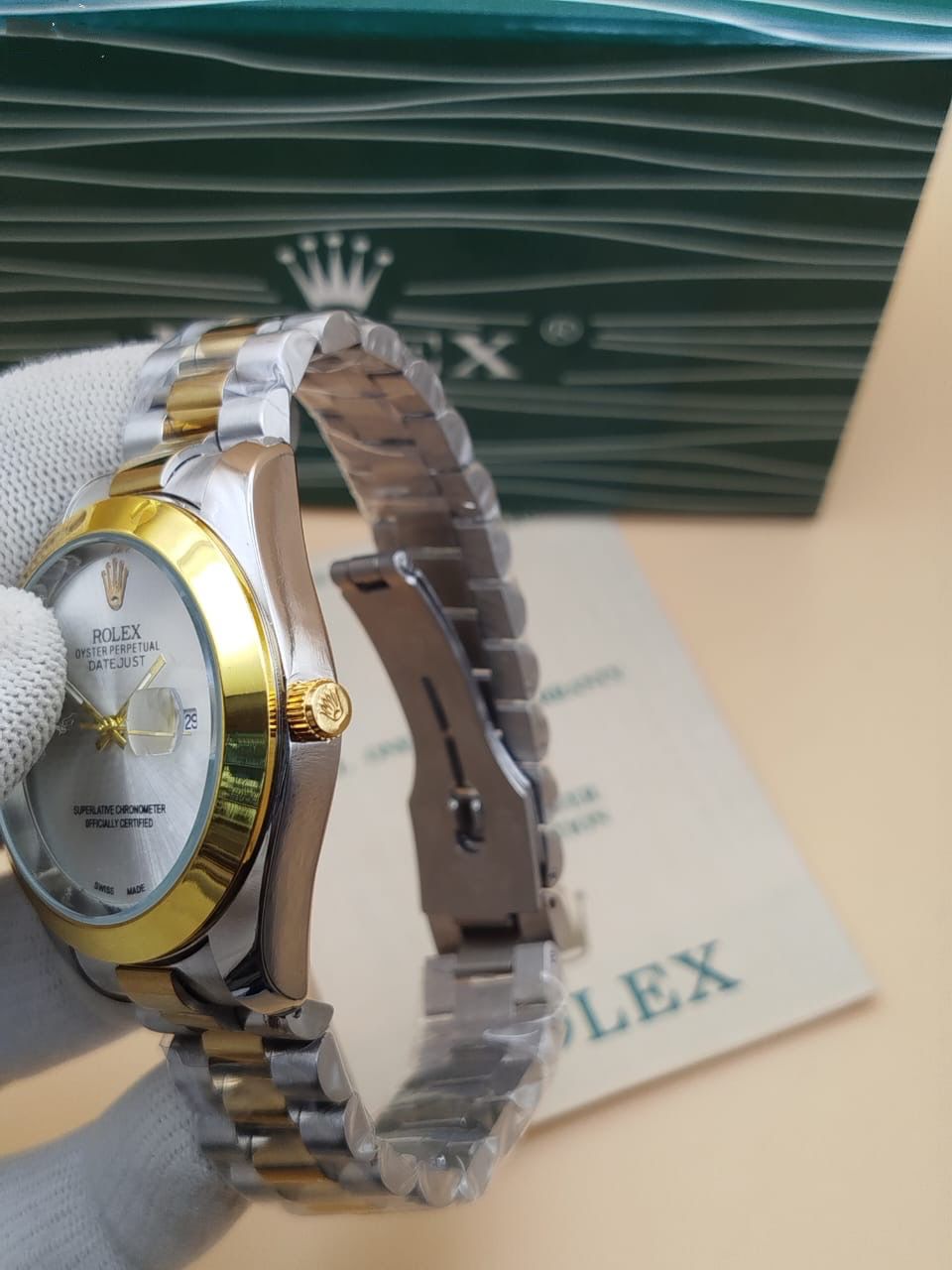 Rolex Oyester Perpetual Date Just Two Tone Watch With Date Adjustment Like Original